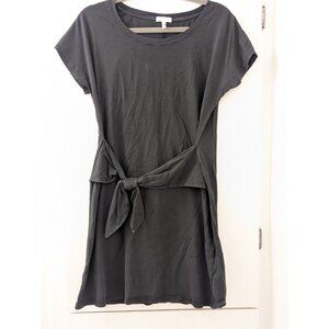 Joie Black Tie-Front T-Shirt Dress M Pima Cotton Made In Peru Short Sleeve Casua